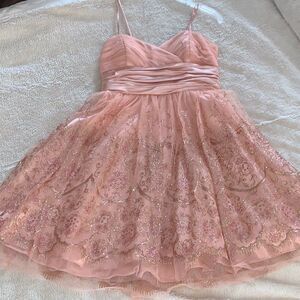 Junior's Morgan & Co Glitter Pink & Gold Party Dress Size 1/2